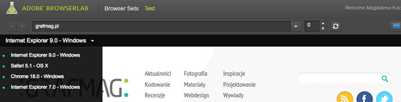 Adobe Browser Lab - wymaga rejestracji aby z niego korzystać
