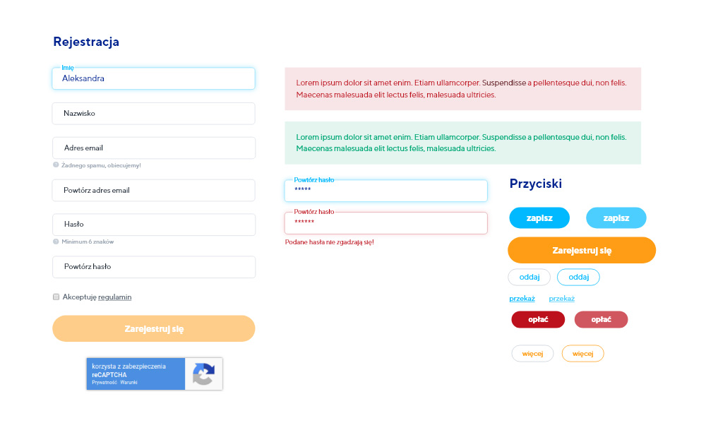 Formularze zaprojektowane w Adobe XD