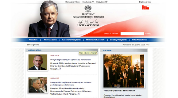 Strona Prezydenta za kadencji Lecha Kaczyńskiego