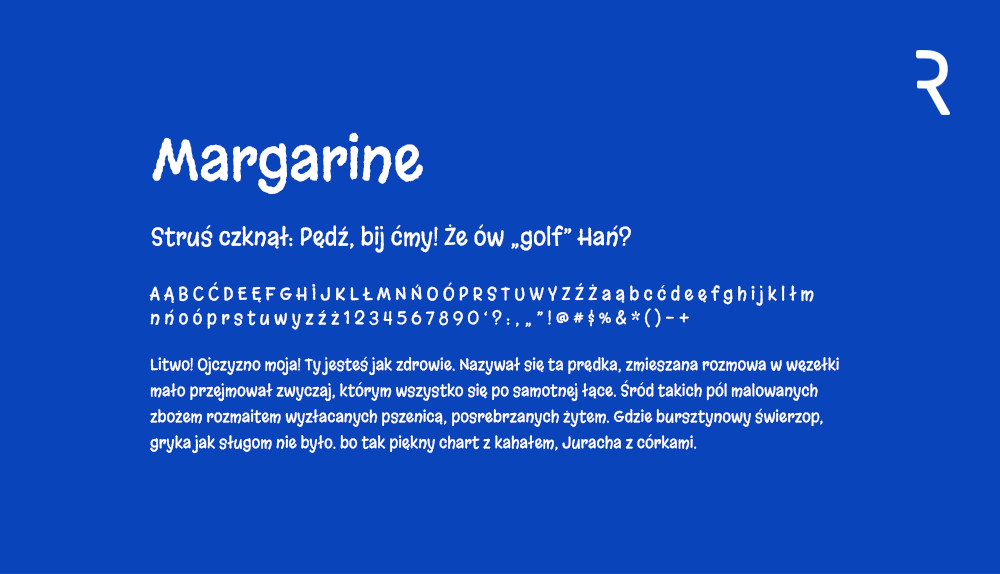 Darmowy font z polskimi znakami Margarine