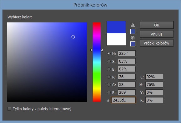 Próbnik kolorów programu Adobe Illustrator CC 2014