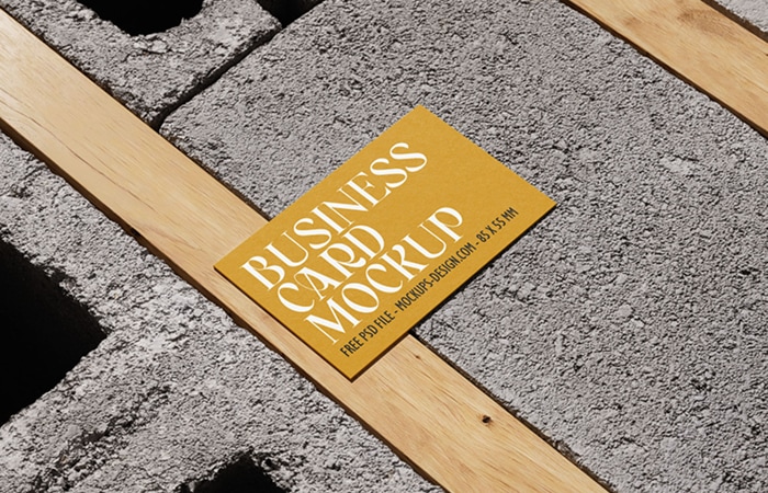 Business Card with Concrete Brick Mockup