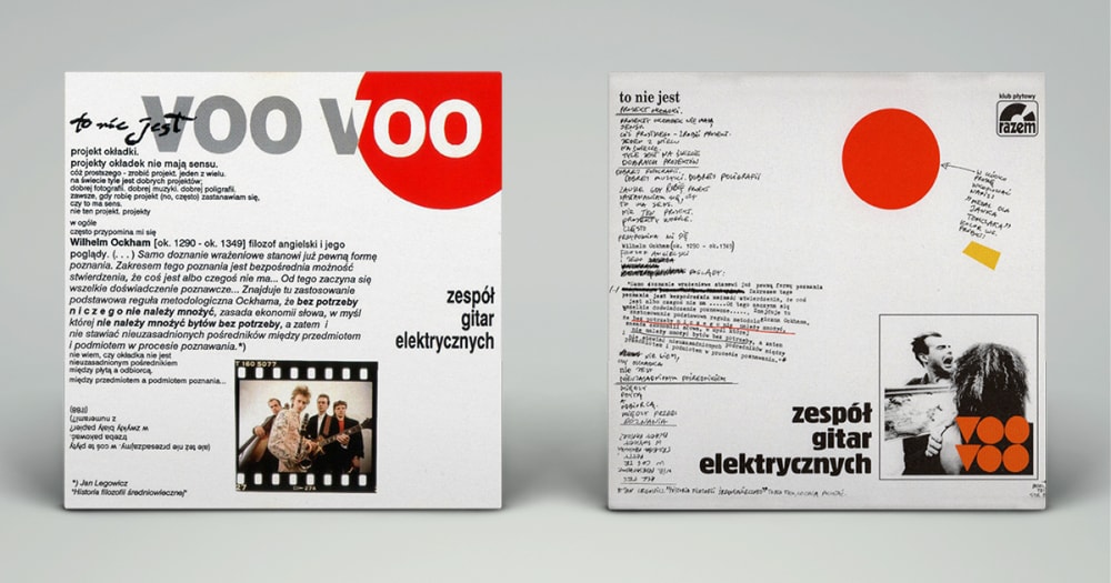 06.	Dwie wersje okładki albumu „Zespół gitar elektrycznych”, projekt: Mirosław Makowski