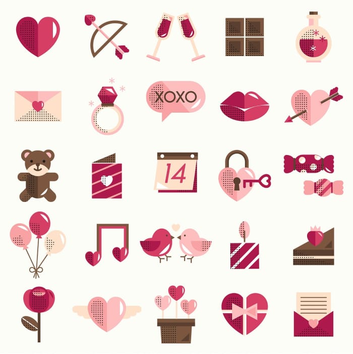 Valentines Icons Set Vector