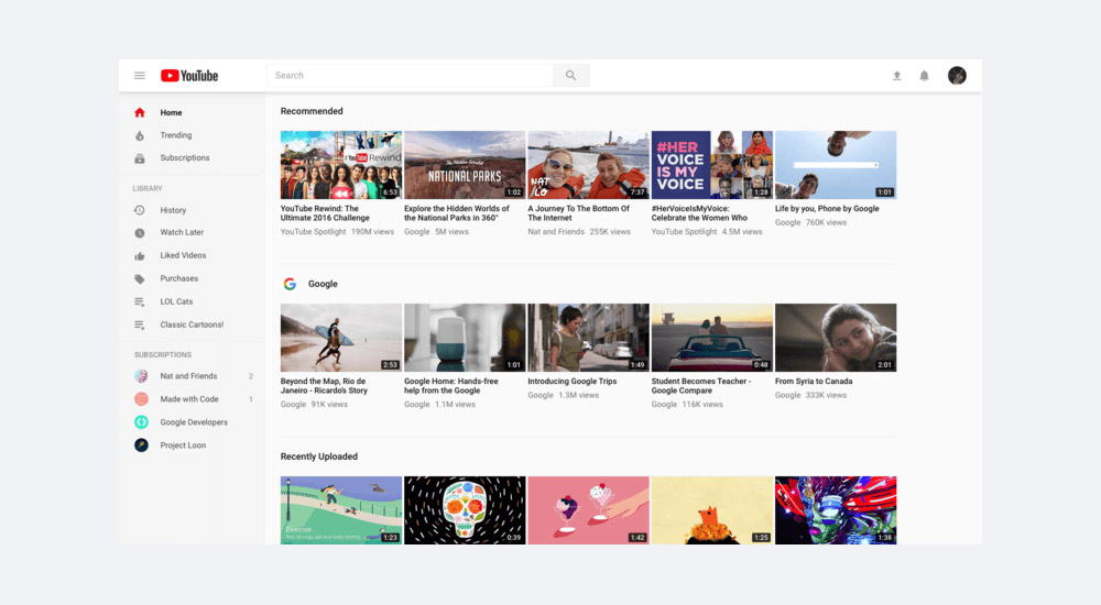 Redesign interfejsu YouTube