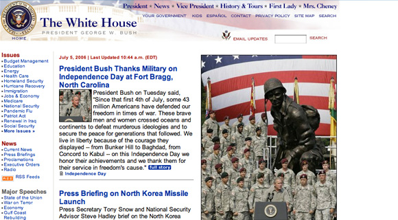 Strona Białego Domu w 2006 roku